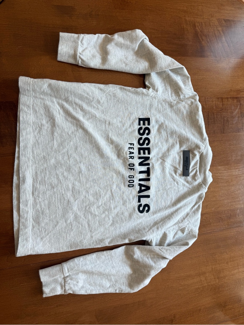 Fear of God ESSENTIALS Kids Long Sleeve Tee - Light Gray with Black Logo
